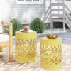 Outdoor Metal (Set of 2) End Table - Yellow - Image 5