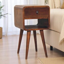 Mini Curve Lower Bedside Table - Chestnut