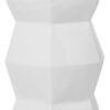 Contemporary Ceramic Drum Stool Indoor / Outdoor Side Table Glazed Accent Garden Stool - White - Image 17