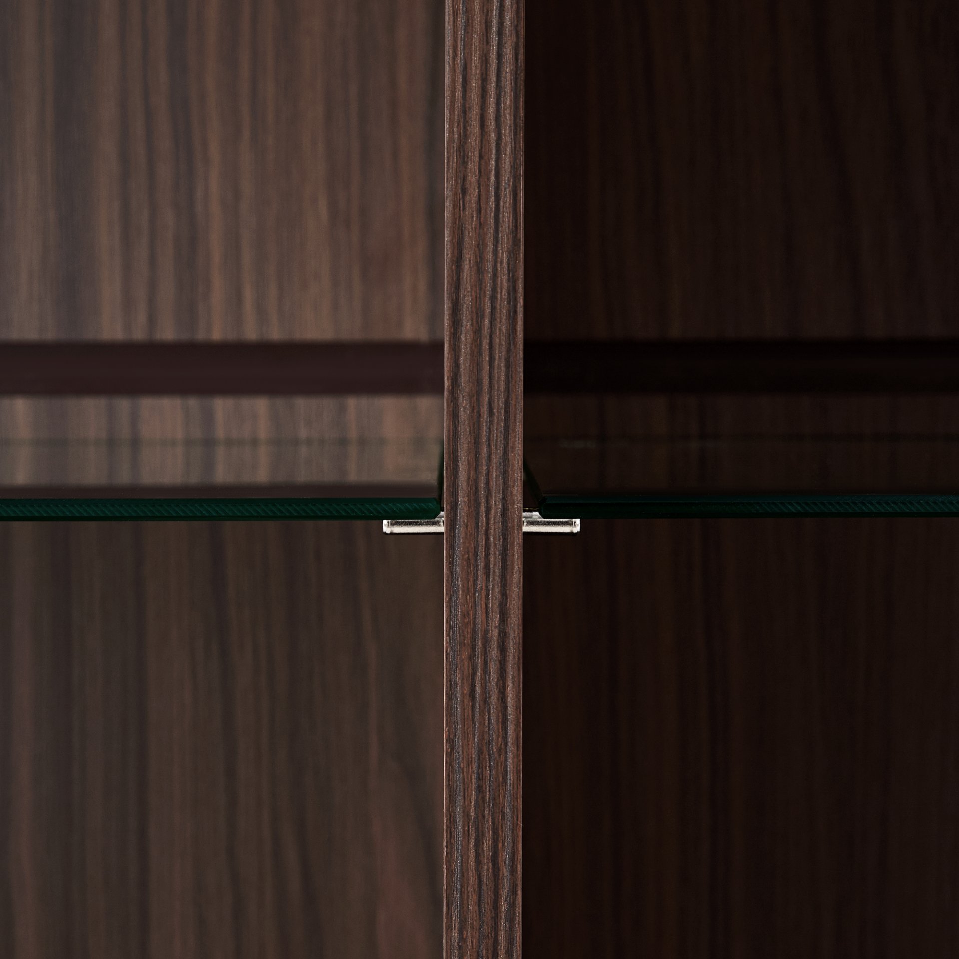 Modern Style Tall Display Cabinet With LED Lighting, Tempered Glass Door, 2 Drawers - Black / Dark Walnut - Image 13