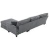 Modern L-Shaped Corduroy Sofa With Reversible Chaise, 4 Seat Upholstered Sectional Indoor Furniture, Convertible Sleeper Couch With Pillows - Gray - Image 7