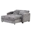 Pull Out Sofa Bed Modern Chenille Convertible Loveseat Sofa With Adjsutable Backrest, 2 Pillows, Cup Holders, USB Ports For Living Room, Apartment - Gray - Image 16