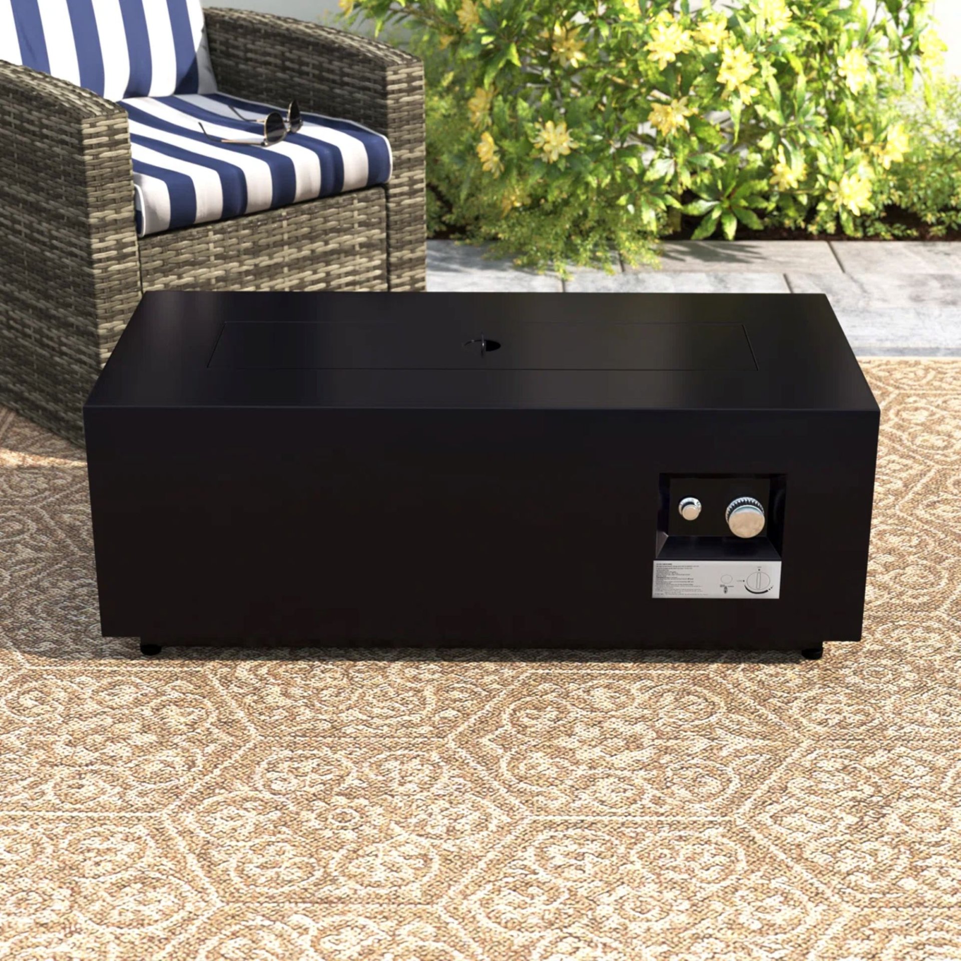 Durable Construction Outdoor Fire Pit Table With Lid - Black - Image 2