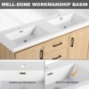 Original 60" Freestanding Bathroom Vanity With Double Resin Sink Plywood Soft Closing Doors & Drawers - Oak - Image 5