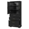 Bathroom Cabinet With 3 Drawers, Adjustable Shelf, Panels, Steel Handles, Soft Close Doors - Black - Image 12