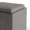 Rockwood - Cube Storage Ottoman With Tray - Distressed Slate Gray - Image 4