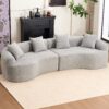 4 Seater Sofa With Chenille Fabric, 30D, 60 Hardness Full Sponge, 4 Pillow For Living Room, Home Furniture Sleeper Sectional Sofa For Apartment - Gray - Image 2