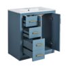 Bathroom Vanity With Ceramic Sink Combo, Frame Bathroom Storage Cabinet, Freestanding Vanity Set With 3 Drawers & Soft Closing Doors - Indigo - Image 14