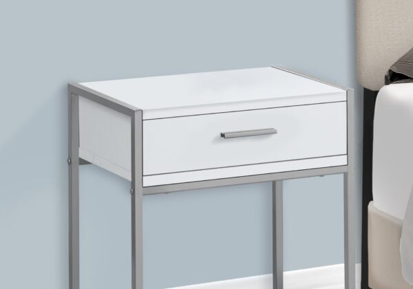 Accent Side Table, Storage Drawer, Contemporary & Modern - White