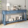 Console Table Long Console Table With Drawers And Shelf For Entryway, Hallway, Living Room - Navy - Image 6