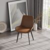 Modern Dining Chair Living Room Metal Leg Dining Chair (Set of 2) - Brown - Image 2