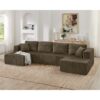 Modern Minimalist U Shape Modular Sectional Sofa, Sleeper Sofa In Corduroy - Brown - Image 4