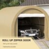 Outsunny - 10' x 16' Carport, Heavy Duty Portable Garage Storage Tent With Large Zippered Door, Anti-Uv Pe Canopy Cover For Car, Truck, Boat, Motorcycle, Bike, Garden Tools, Outdoor Work - Beige - Image 5