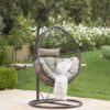 Hanging Basket Chair With Metal Frame And Seat Cushion - Khaki - Image 5