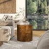 Nebula - Accent Oval Pillar Side Table - Medium Brown - Image 9