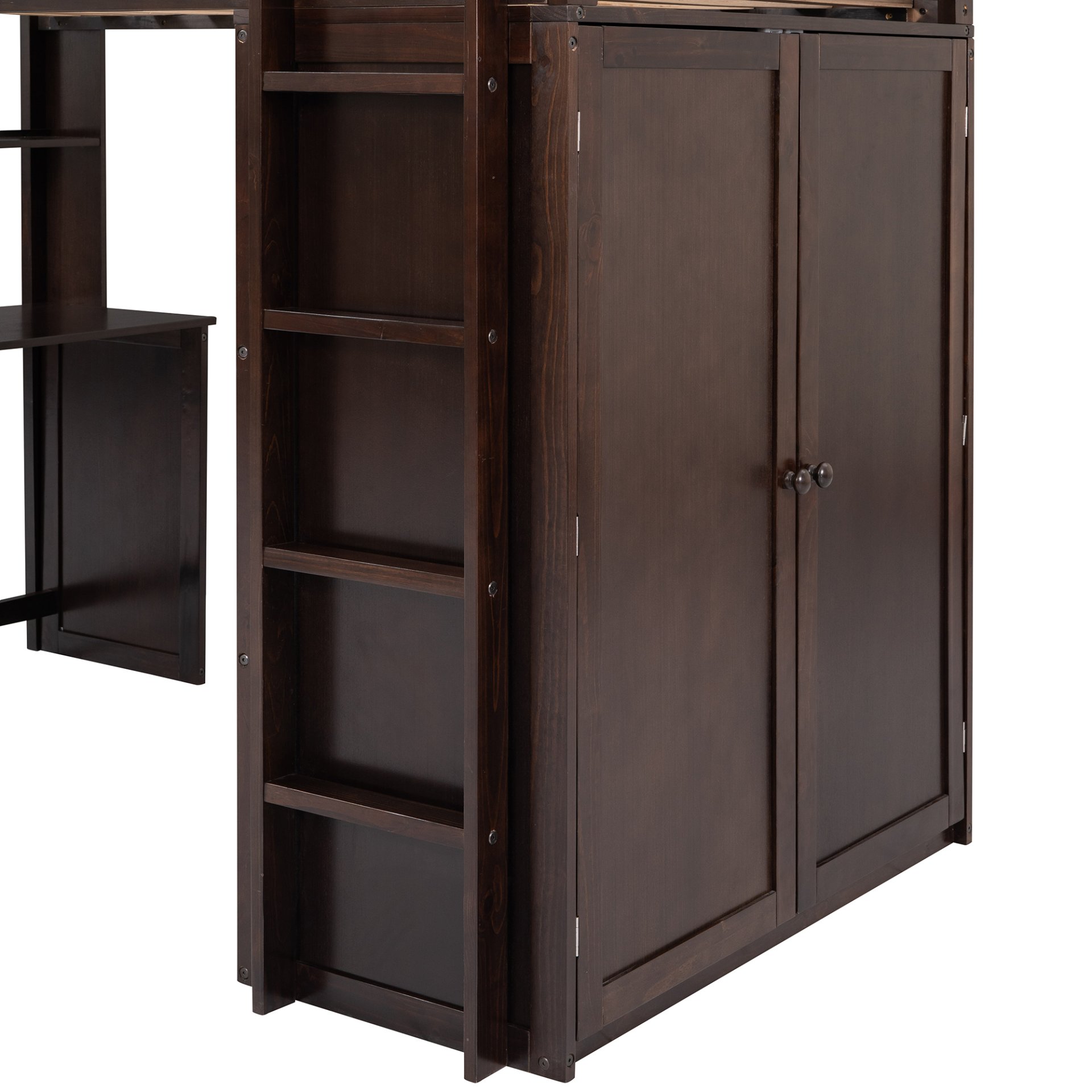 Twin Size Loft Bed With Drawers, Desk, And Wardrobe - Espresso - Image 6