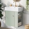 Modern Floating Bathroom Vanity With Ceramic Basin, Perfect For Small Bathrooms, Right Side Storage - Green - Image 18