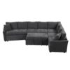 L-Shaped Sofa Convertible Sofa Bed Pull Out Sofa Sleeper With Two Back Pillows, Two USB Ports And Two Power Sockets For Living Room - Gray - Image 16