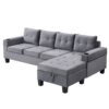 Modern Sectional Sofa Set With L Shape Chaise Lounge And Storage - Gray - Image 8