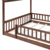 Full Size Bed House Bed Frame With Fence - Walnut - Image 6