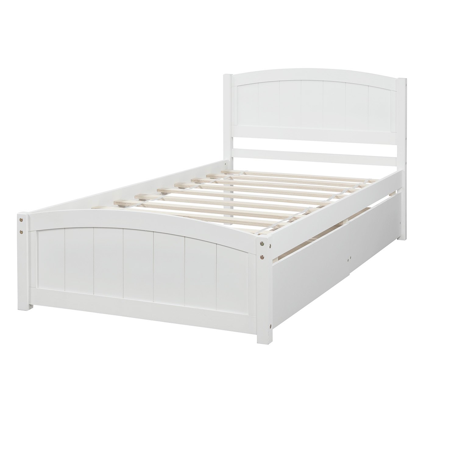 Twin Size Platform Bed & Two Drawers - White - Image 4