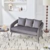 Open Back Loveseat Settee With 3 Pillows - Charcoal - Image 5