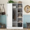 3 Door Shutter Wardrobe & Shelves - White - Image 15