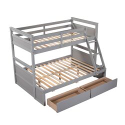 Twin Over Full Bunk Bed With Storage - Gray