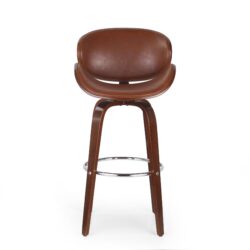 Lumos - Mid Century Modern Upholstered Swivel Barstool - Walnut / Brown