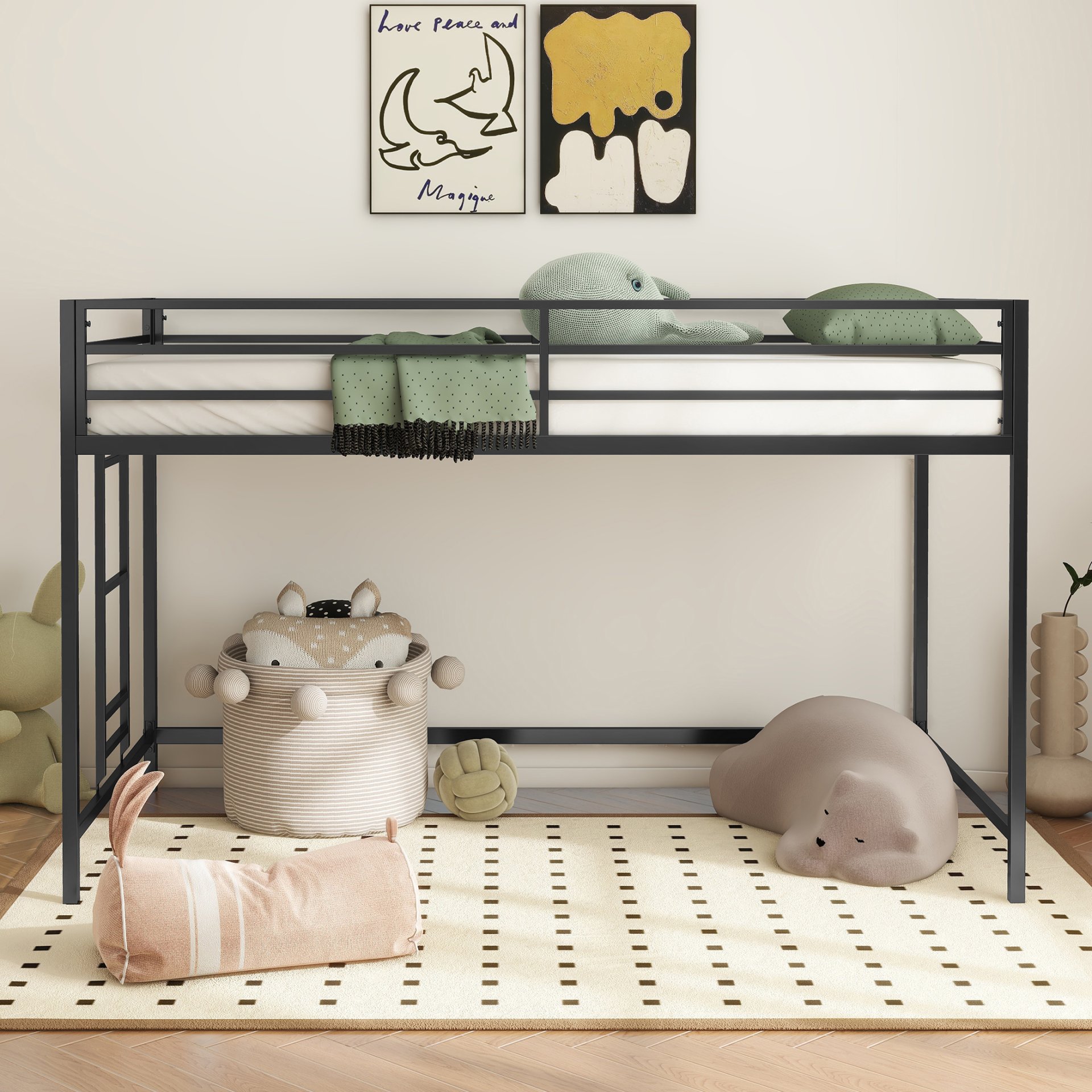 Adam - Junior Twin Loft Bunk - Black - Image 2