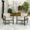 Modern Outdoor Lounge Chair (Set of 2) With Aluminum Frame And Weather Resistant Cushions - Beige / Black - Image 15