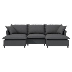 Sectional Sofa With Ottoman U Shaped Cloud Sleeper Couch Set With Pillows, Free Combination 5 Seat Modular Upholstered - Gray