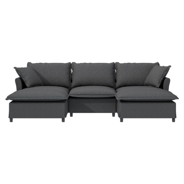 Sectional Sofa With Ottoman U Shaped Cloud Sleeper Couch Set With Pillows, Free Combination 5 Seat Modular Upholstered - Gray