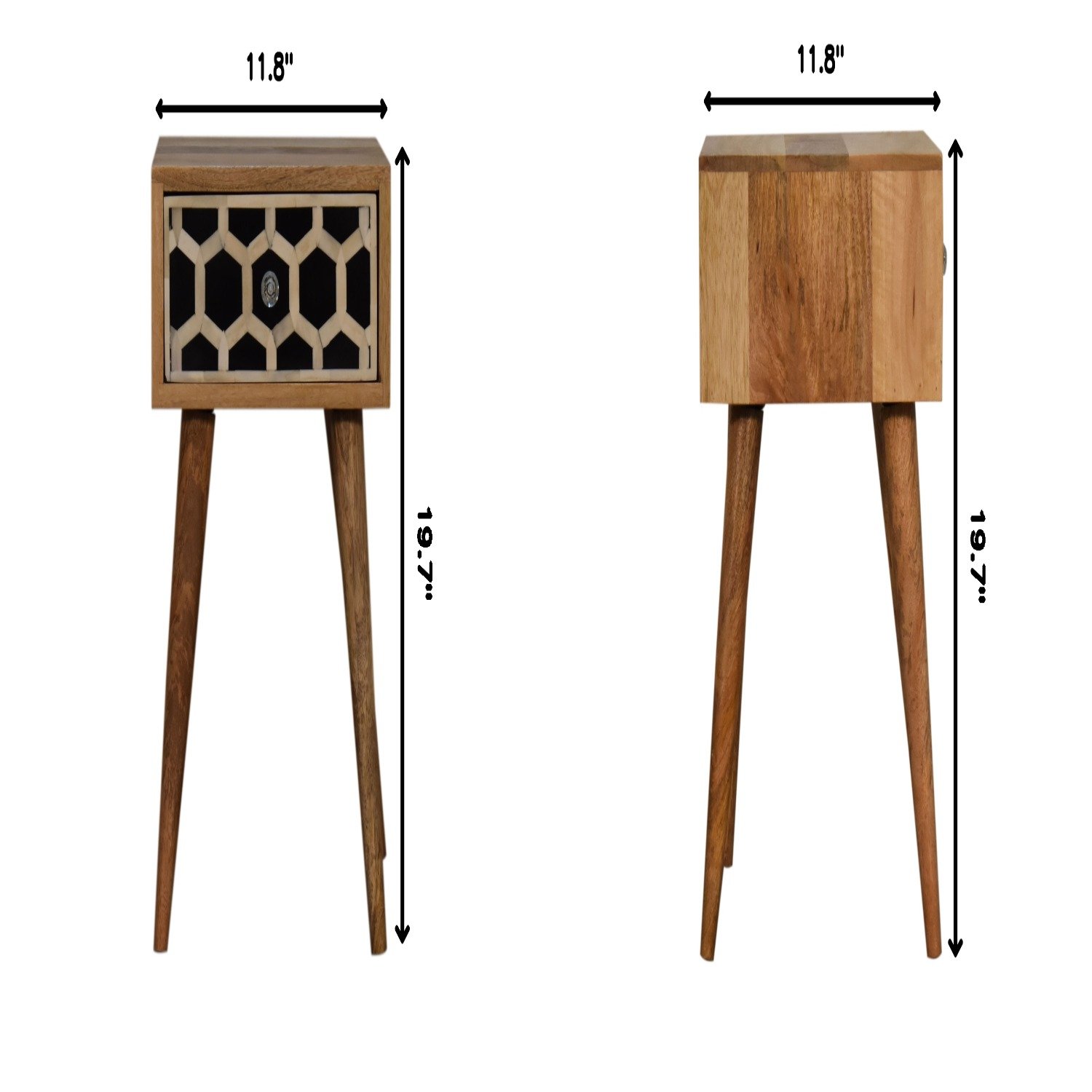 Inlay - Mini Bone Bedside Table - Brown Oak - Image 22