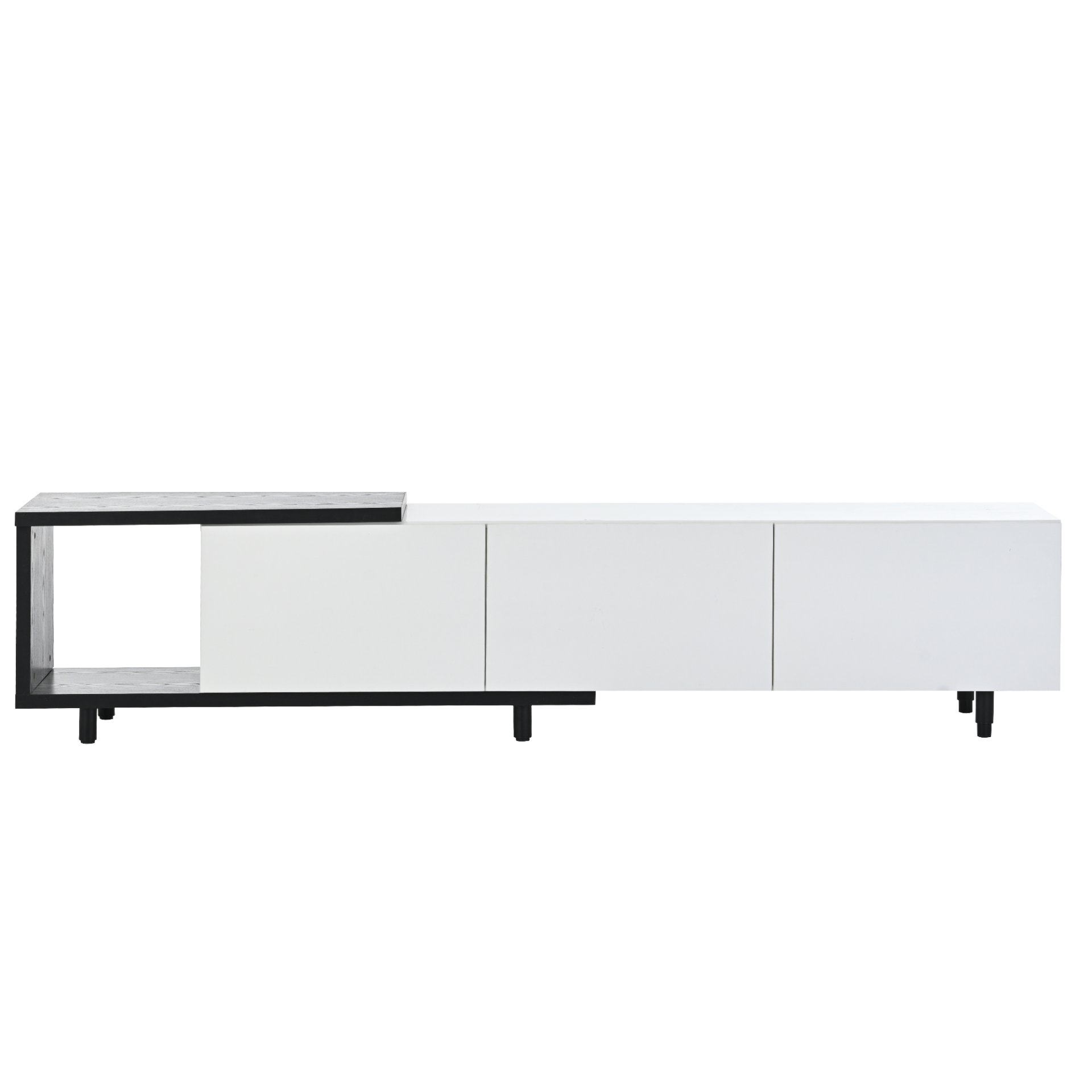 Modern Stylish Extendabletv Stand TV Cabinet For 80" TV - Black / White - Image 5