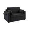 Twin Size Sofa Bed Sleeper Sofa Loveseat With Foldable Mattress, Side Table, Storage Pocket, USB Ports - Black - Image 8
