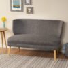 Classic Upholstered Loveseat With Curved Backrest - Gray - Image 2