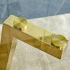 Minimalist Rectangular Dining Table With Tempered Glass Top And en Metal Legs - Golden / Transparent - Image 9