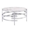 32.48'' Chrome Round Coffee Table With Sintered Stone Top & Sturdy Metal Frame, Modern Coffee Table For Living Room - Silver - Image 5