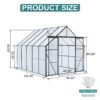 Double Door Polycarbonate Greenhouse Raised Base And Anchor Aluminum Heavy Duty Walk In Greenhouses For Outdoor, Backyard In All Season - Black - Image 3
