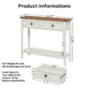 Farmhouse Style Console Table With 2 Drawers And Bottom Storage Shelf - Antique White - Image 3