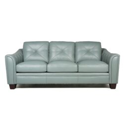 Modern Tufted Leather Sofa - Seafoam
