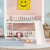 Full Over Full Low Bunk Bed With Slide, Fence And Ladder For Toddler - White - Image 13