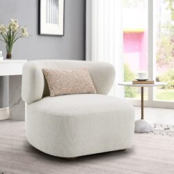 Darius - Boucle Accent Chair With Toss Pillow - Beige