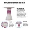 Birdbath For Patio, Garden - White / Pink - Image 7