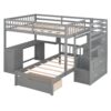 Full Over Twin Bunk Bed With Desk, Drawers And Shelves - Gray - Image 3