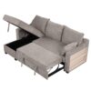 Pull Out Sleeper Sofa L-Shaped Couch Convertible Sofa Bed With Storage Chaise, Storage Racks And USB Ports - Light Brown - Image 21