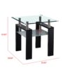Clear Glass Top Side Table, End Table, Modern Design For Home - Black - Image 3