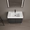 Minimalist 36" Freestanding Bathroom Vanity With Resin Sink And Storage Cabinet - Dark Oak - Image 6