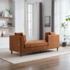 Wide Modern Double Sided Upholstered Chaise Lounge - Caramel - Image 8